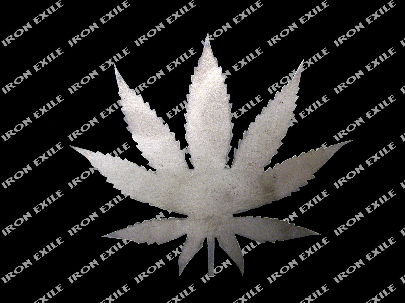 CANNABIS 02 — Metal Marijuana Leaf Emblem Badge Pot Dope Weed Stencil Raw Steel
