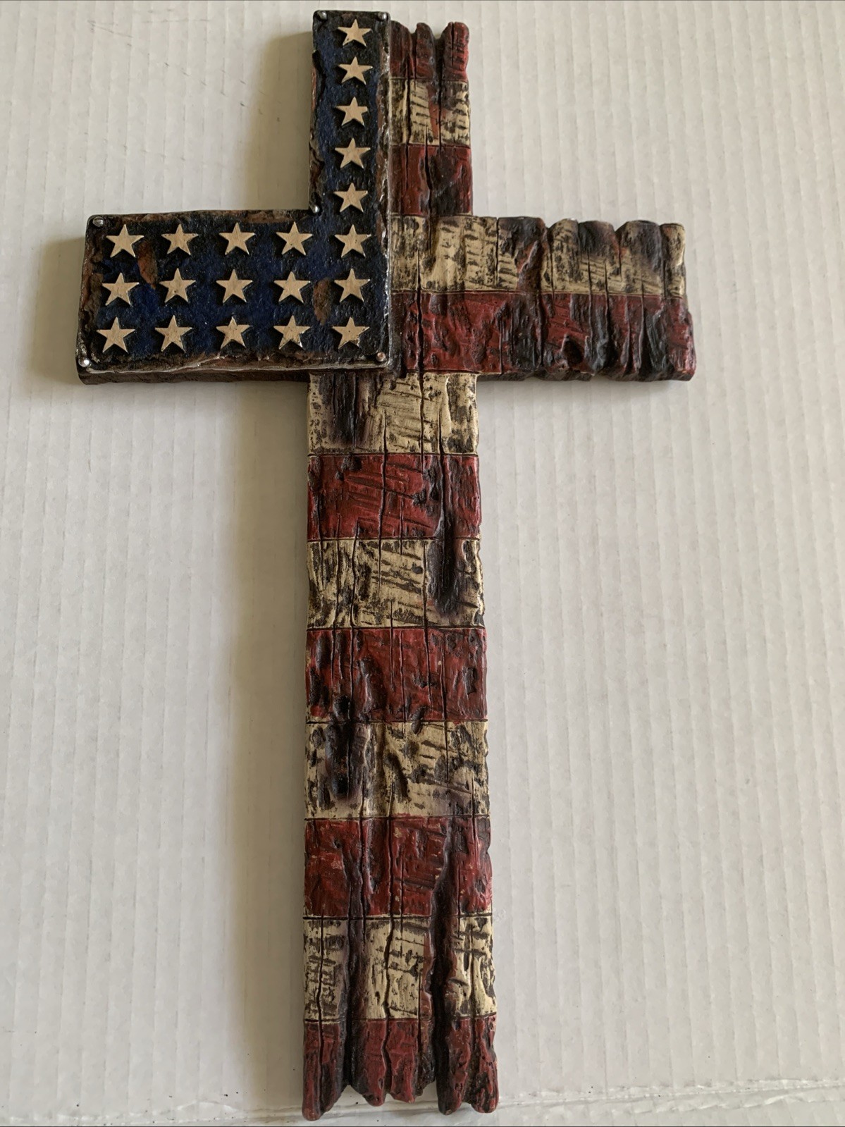Rustic American Patriotic Flag 8in X 14in Hobby Lobby Wall Hanger Cross Decor