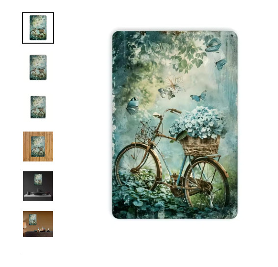 Wall Decor French Country Vintage Bicycle Spring Flowers Metal Tin Sign 8×12