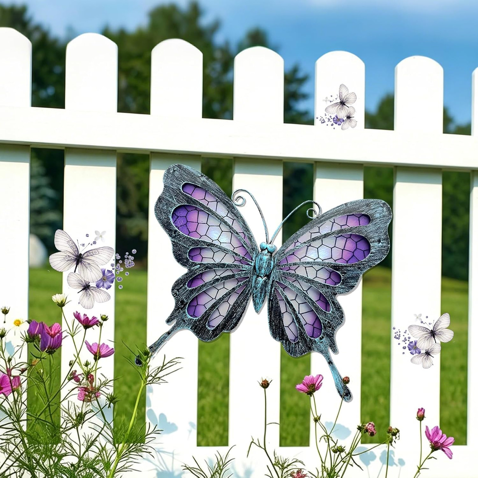 Outdoor Metal Butterfly Wall Decor 11×9.4 Inches Weatherproof Garden Yard Patio