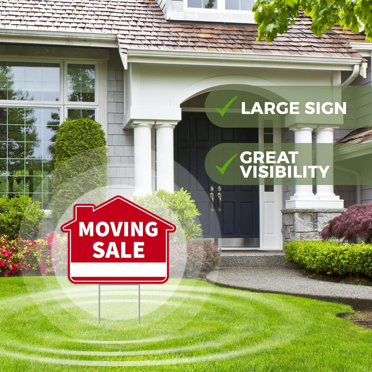3PC Moving Sale Yard Sign with Stake, 17 Inches by 13 Inches – Double Sided Sign