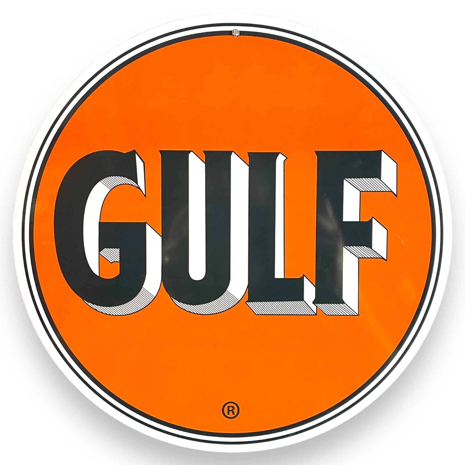 Gulf Oil Metal Sign 12″ Round Design – Wall Decor For Garage or Man Cave