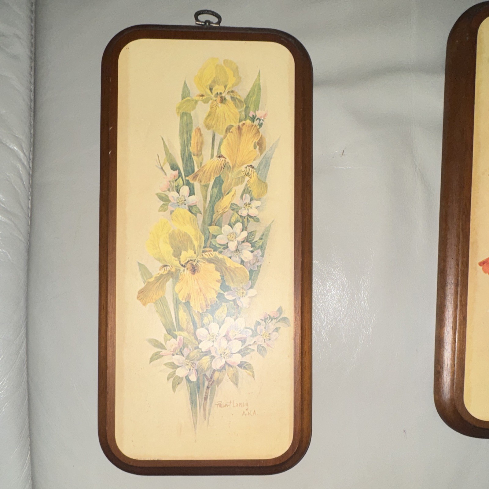 Set of 4 Vintage Floral Wood Rectangular Wall Plaques Hanging Vertical Decor