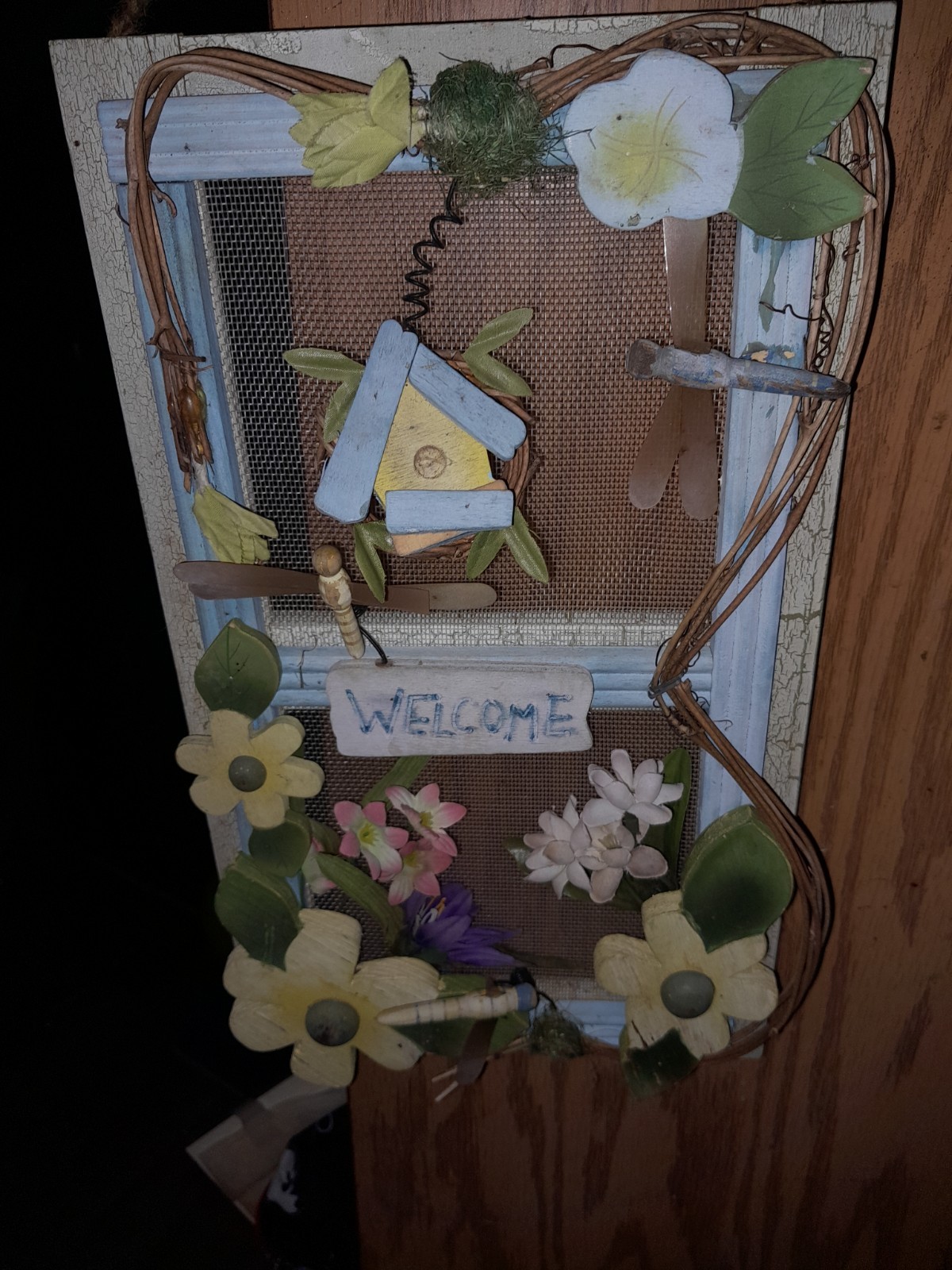 Floral & Garden Welcome Plaque Hanging Birdhouse Dragonfly Decorative Medium