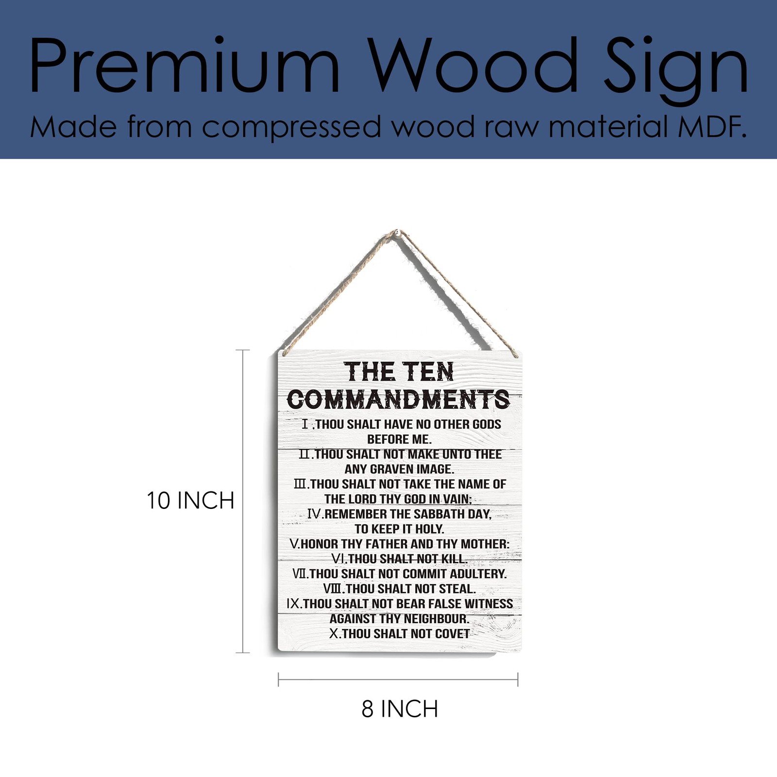 YCYD Inspirational Ten Commandments Wall Art,10 8×10 inches, Brown110