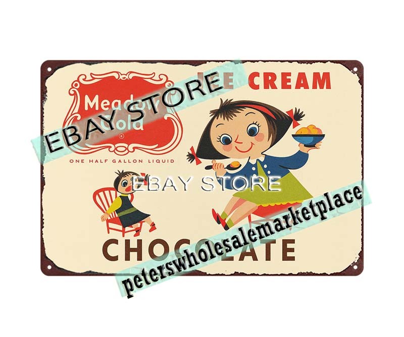 1950s Meadow Gold Ice Cream chocolate tin sign