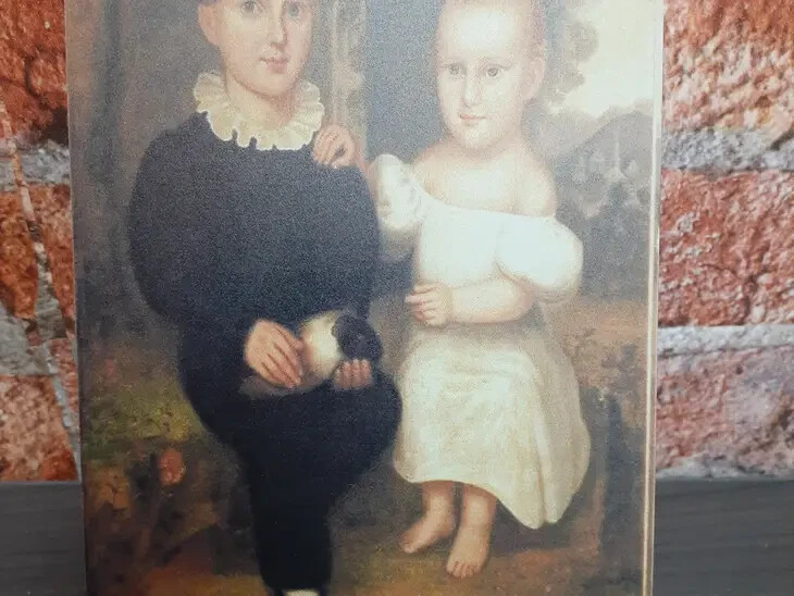 Primitive Colonial Reproduction BOY GIRL CHILDREN PICTURE Portrait Mini 5″x7″