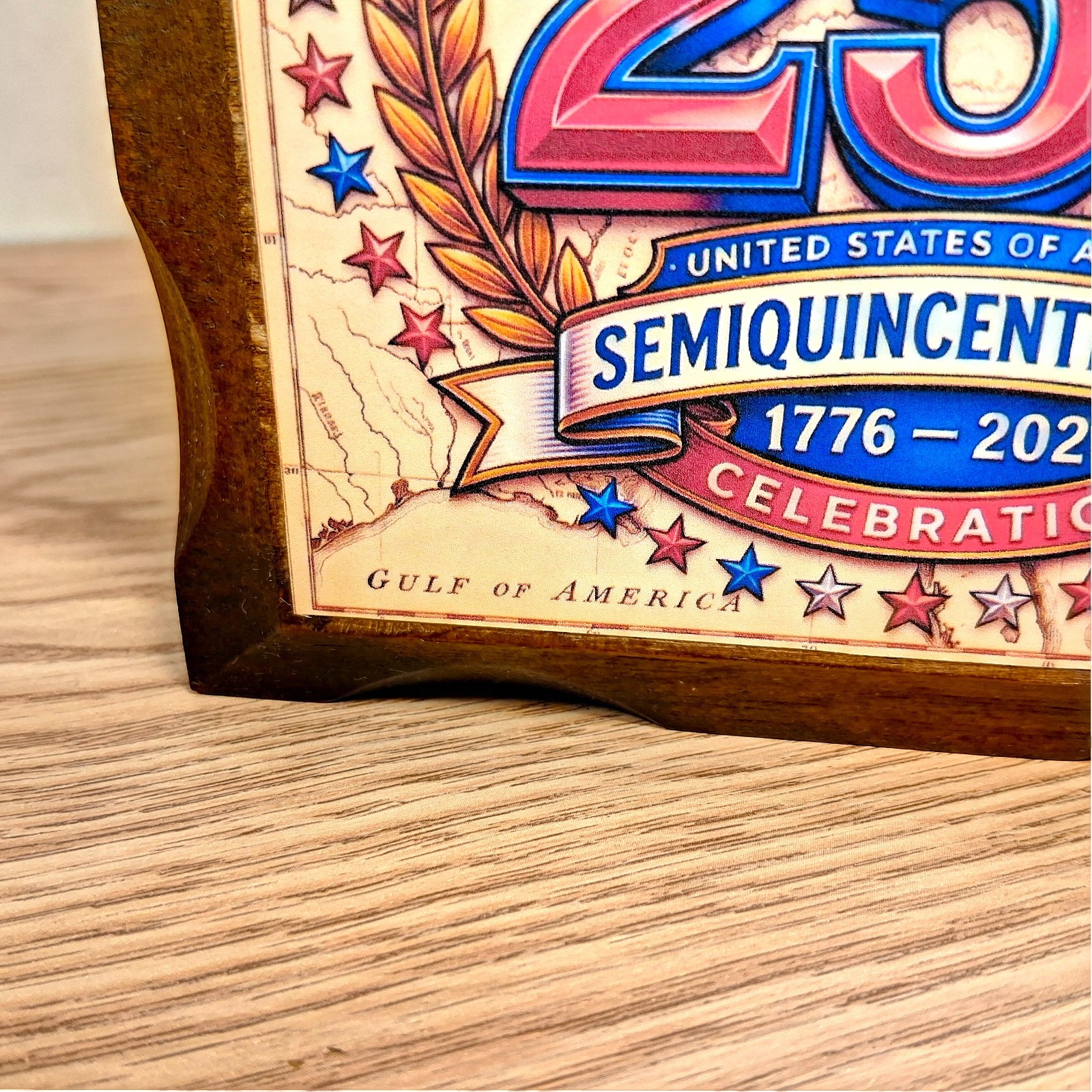 USA 250th Anniversary Wood Plaque Semiquincentennial 1776-2026 Eagle Sign 5×5
