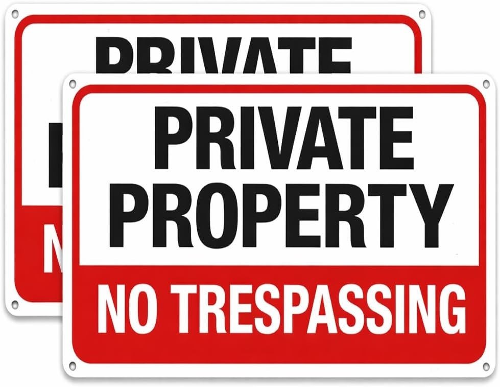Weatherproof Private Property Signs – 2-Pack, 10×7 In Aluminum for Yard & Gates
