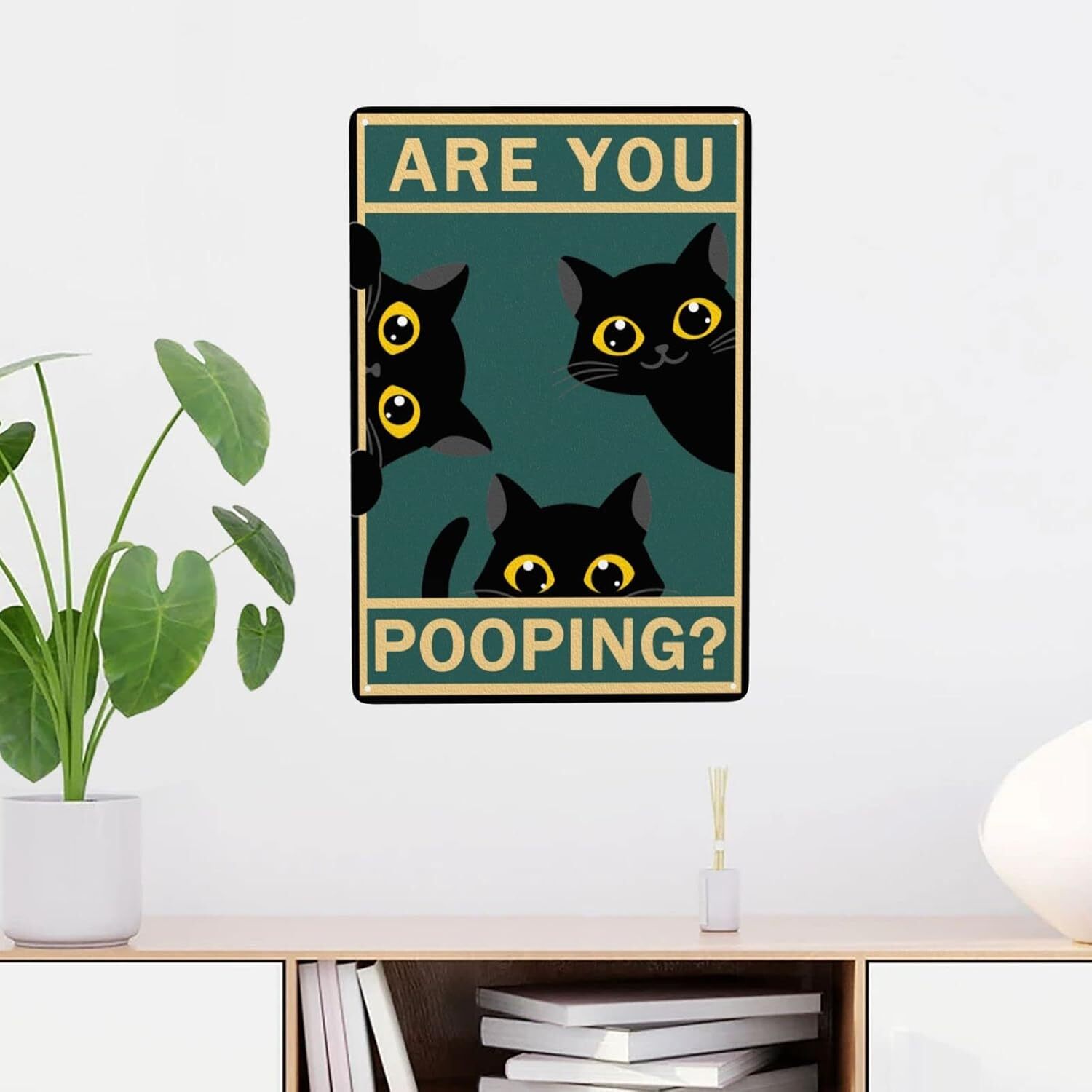 Black Cat Are You Pooping Metal Tin Sign Kitty Cat Retro Wall Decor 8×12