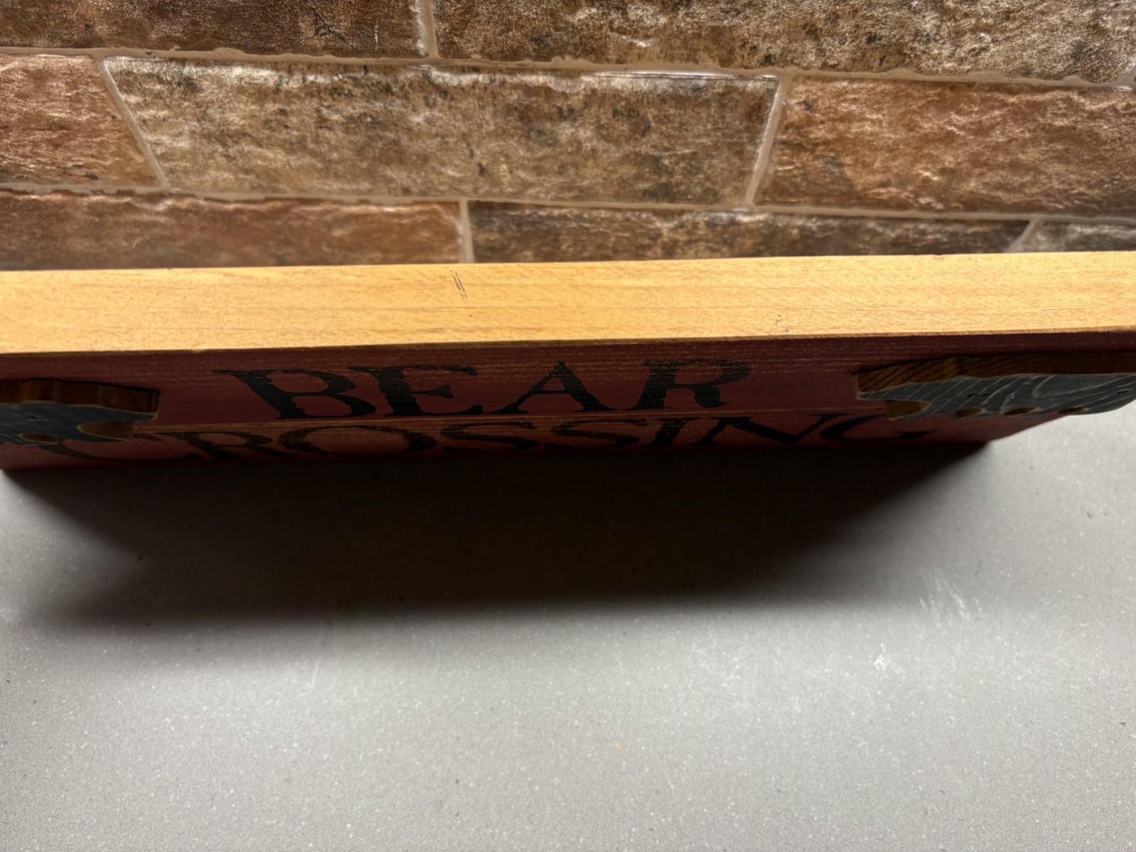 Hanging “Bear Crossing” Sign Wall Plaque Wood Hand Painted solid wood Father
