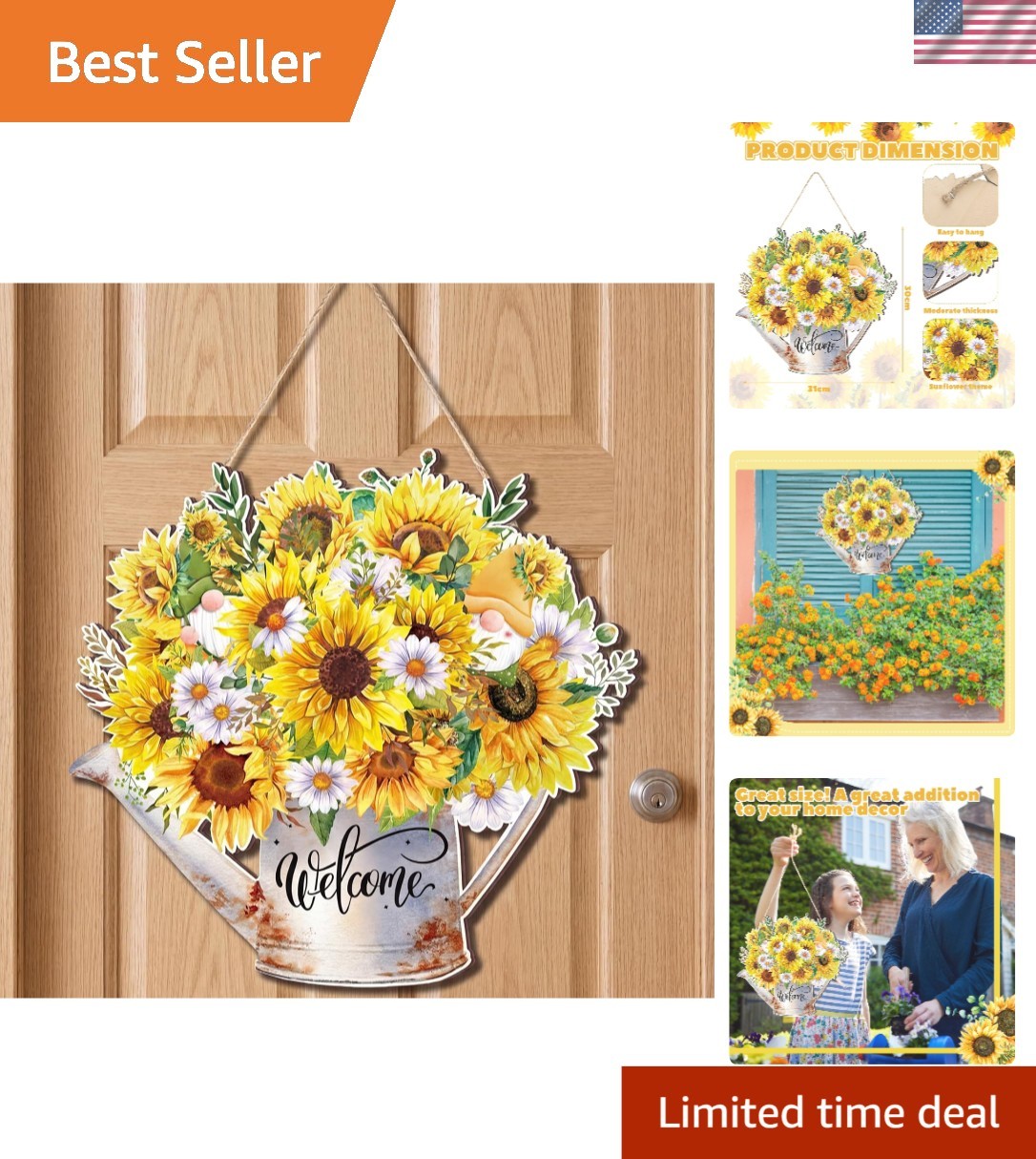 Stunning Watering Can Sunflower Decoration – Cheerful Sign for Summer Events