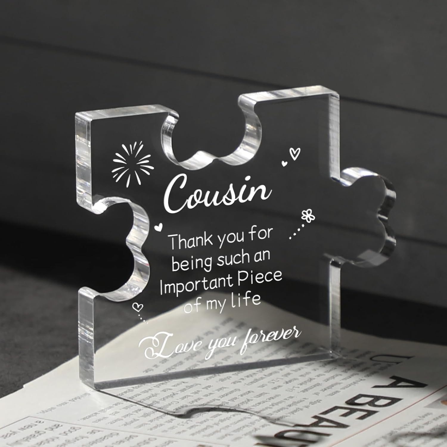 Funnli Cousin Gifts for Women Acrylic Plaque – Mothers Day Graduation Christmas