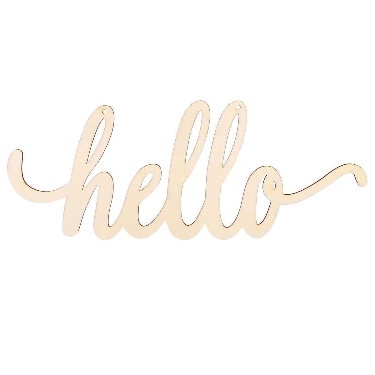 Hello Wood Sign Wall Decorative Letters Diy Words Cutout Unfinished Wooden Sign