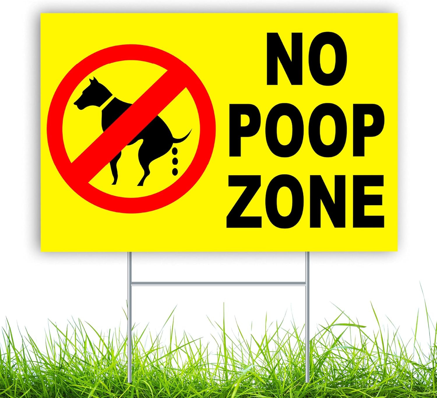 No Pooping Dog Yard Sign, 12×8 Coroplast Keep Pets from Lawn, Please Stay Off Gr