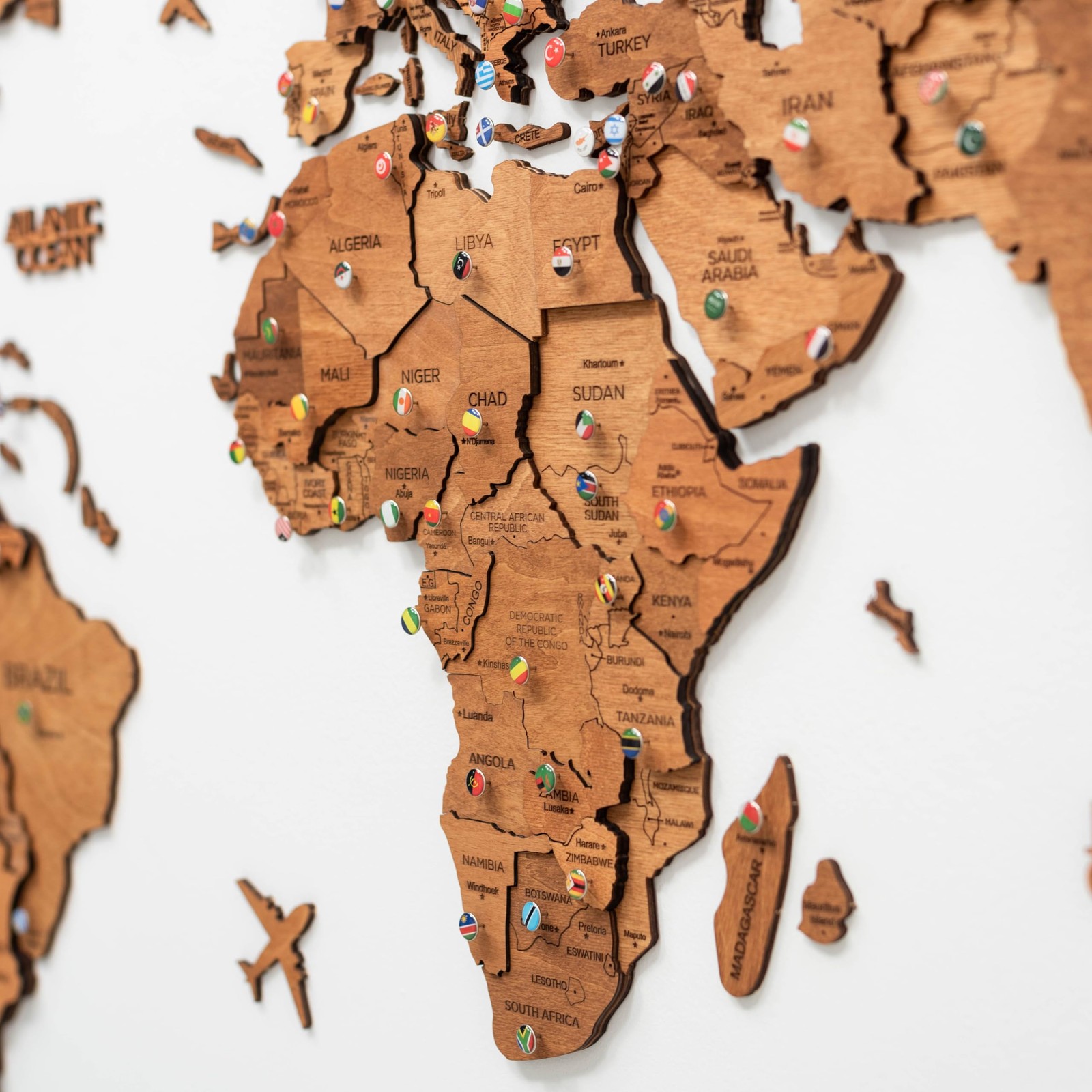 Enjoy The Wood 3D Wooden World Map Wall Art – Large Travel Map with Pins for …