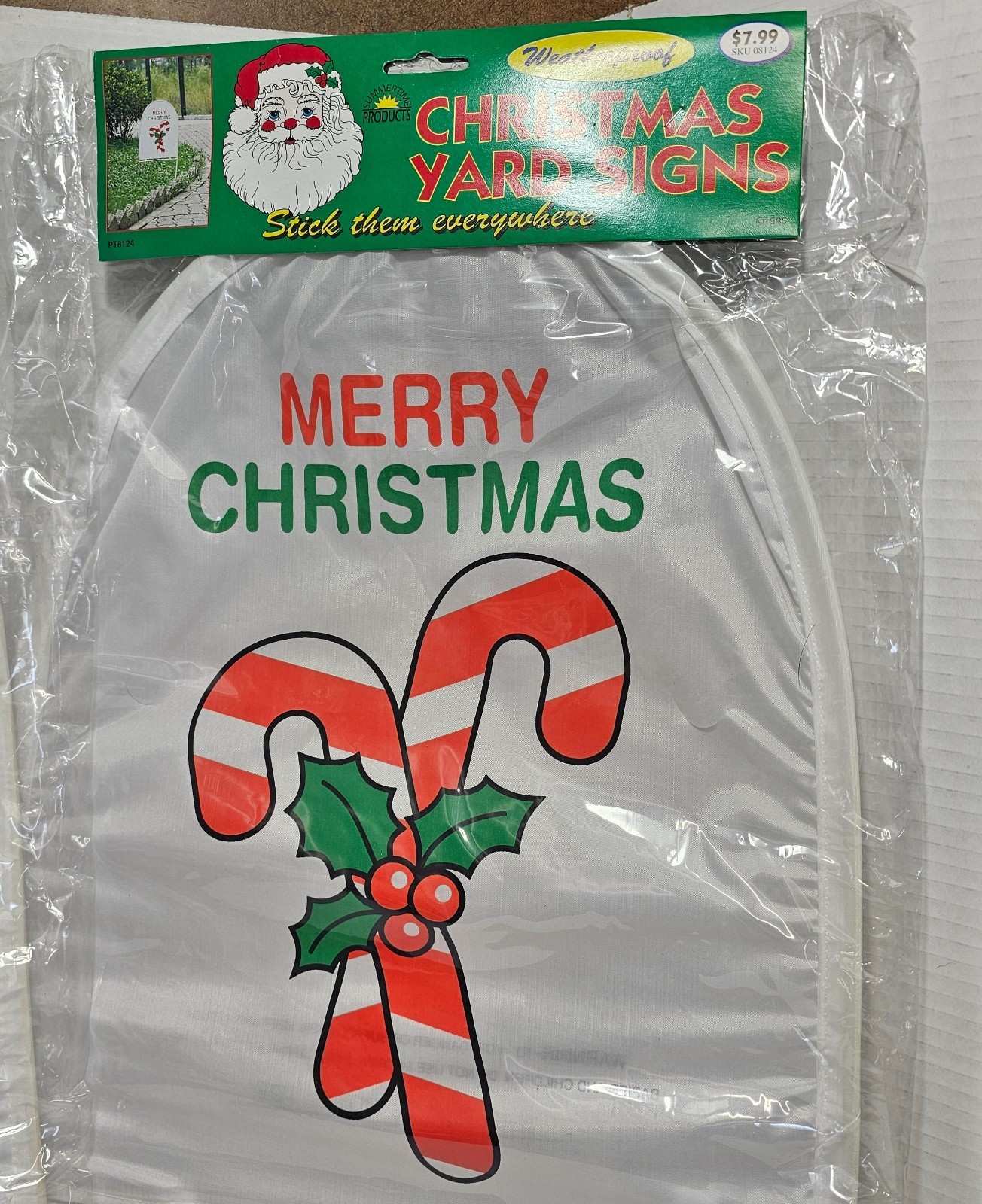 LoomCo Christmas Yard Sign Waterproof PT8124 Vtg 1996 CandyCane Snowman Lot Of 2