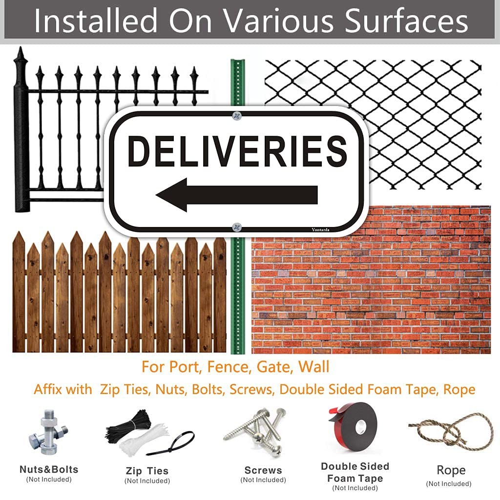 Deliveries With Arrow Left Sign 2pack Deliveries Signs 12″x6″ .040 Reflective