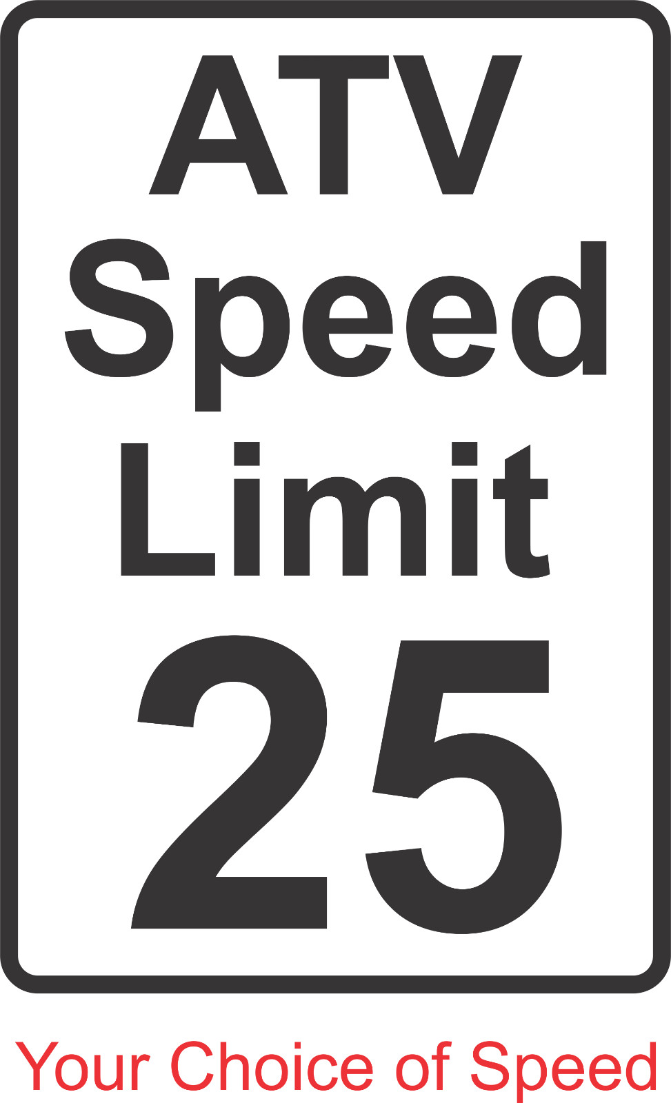 New Aluminum Metal ATV Speed Limit Sign Your Choice of Speed 12″ x 18″