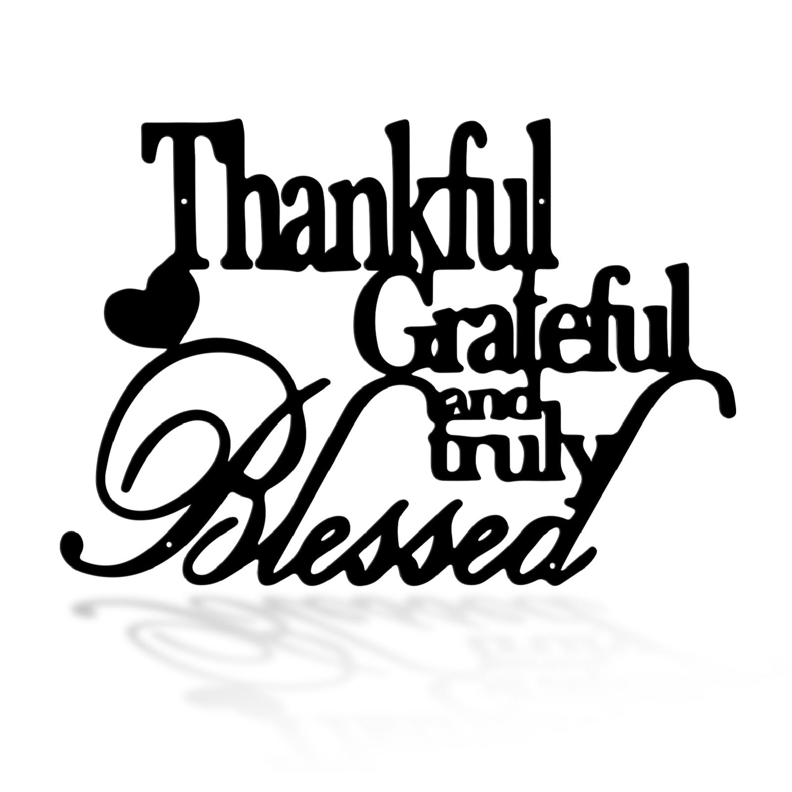 Thankful Grateful Blessed Wall Decor Black Metal Art 12″L x 7″W,