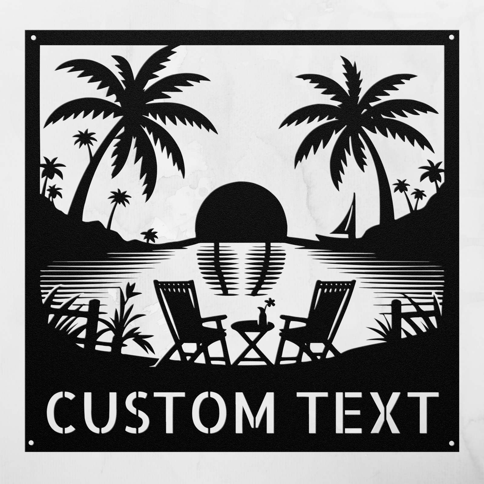 Personalized Paradise Scene Metal Sign Custom Decor Gift for Home and Office