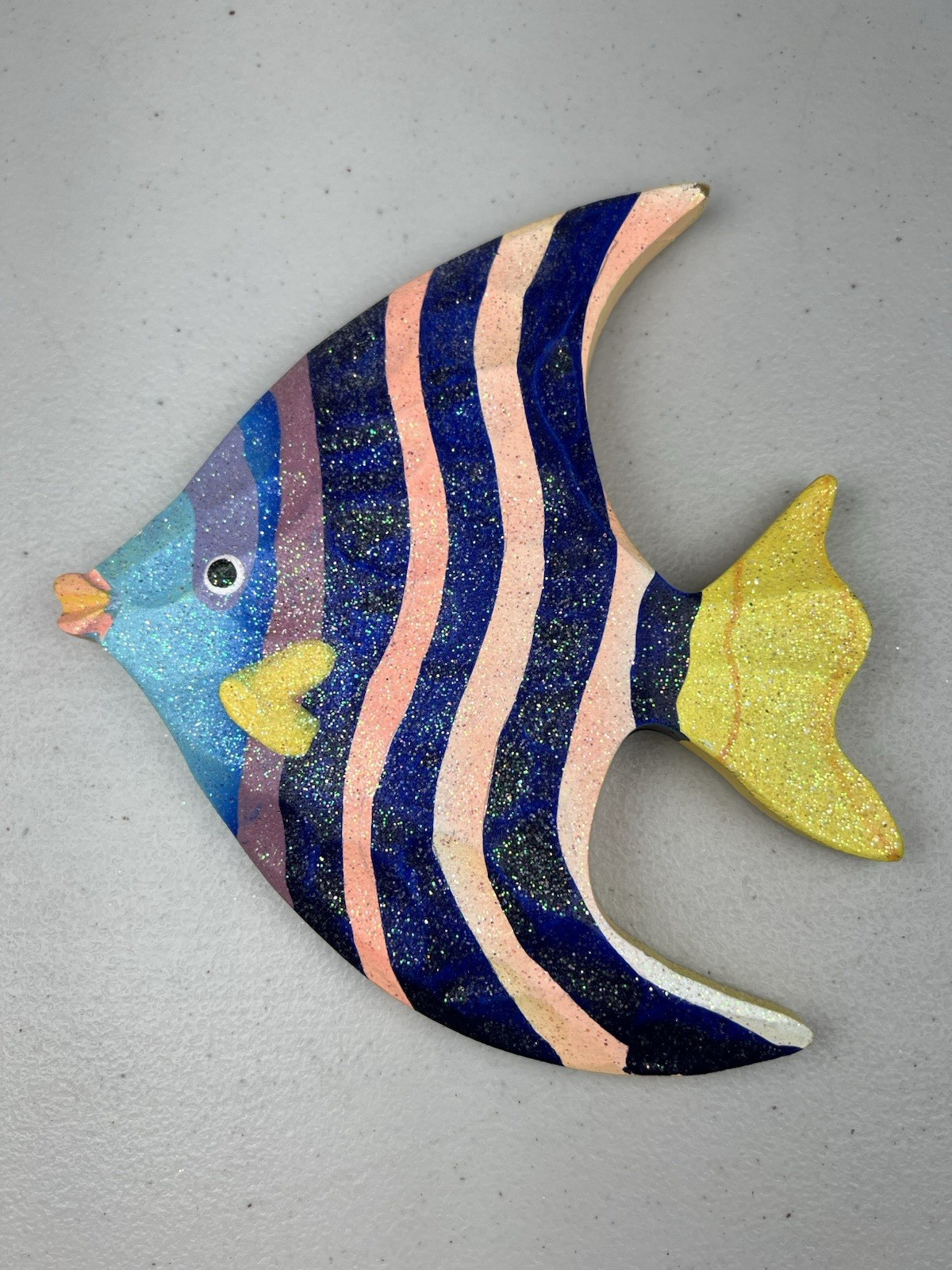 4 Beachcombers Glitter Fish Wall Plaques Nautical Wood Look Resin Coastal Decor