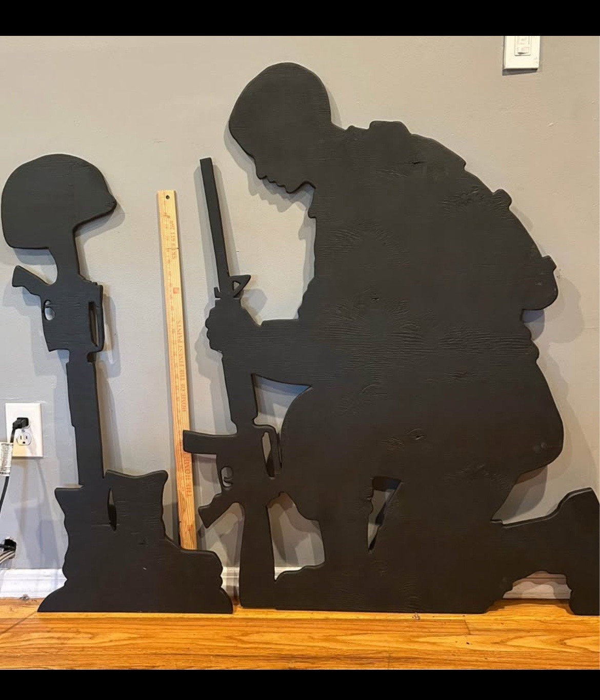 Fallen Soldier Tribute Wood Yard Art Outdoor Decor