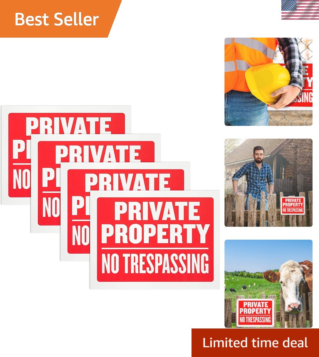 4 Pack Large No Trespassing Signs Private Property, 8×12 Inch Rust Free Aluminum
