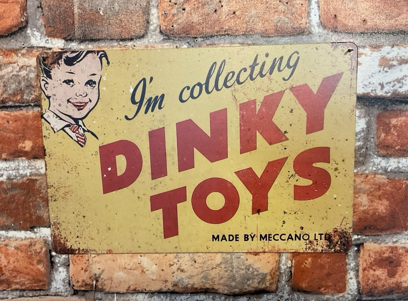 12″x8″ Vintage Patina Style “Dinky Toys” Advertising Sign…Ships Free!