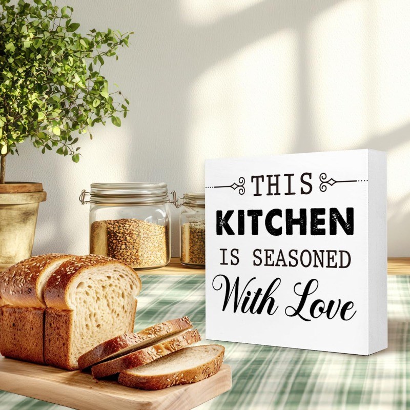 Warm Kitchen Wall & Counter Freestanding Wood Box Sign Farmhouse Plaque Gift