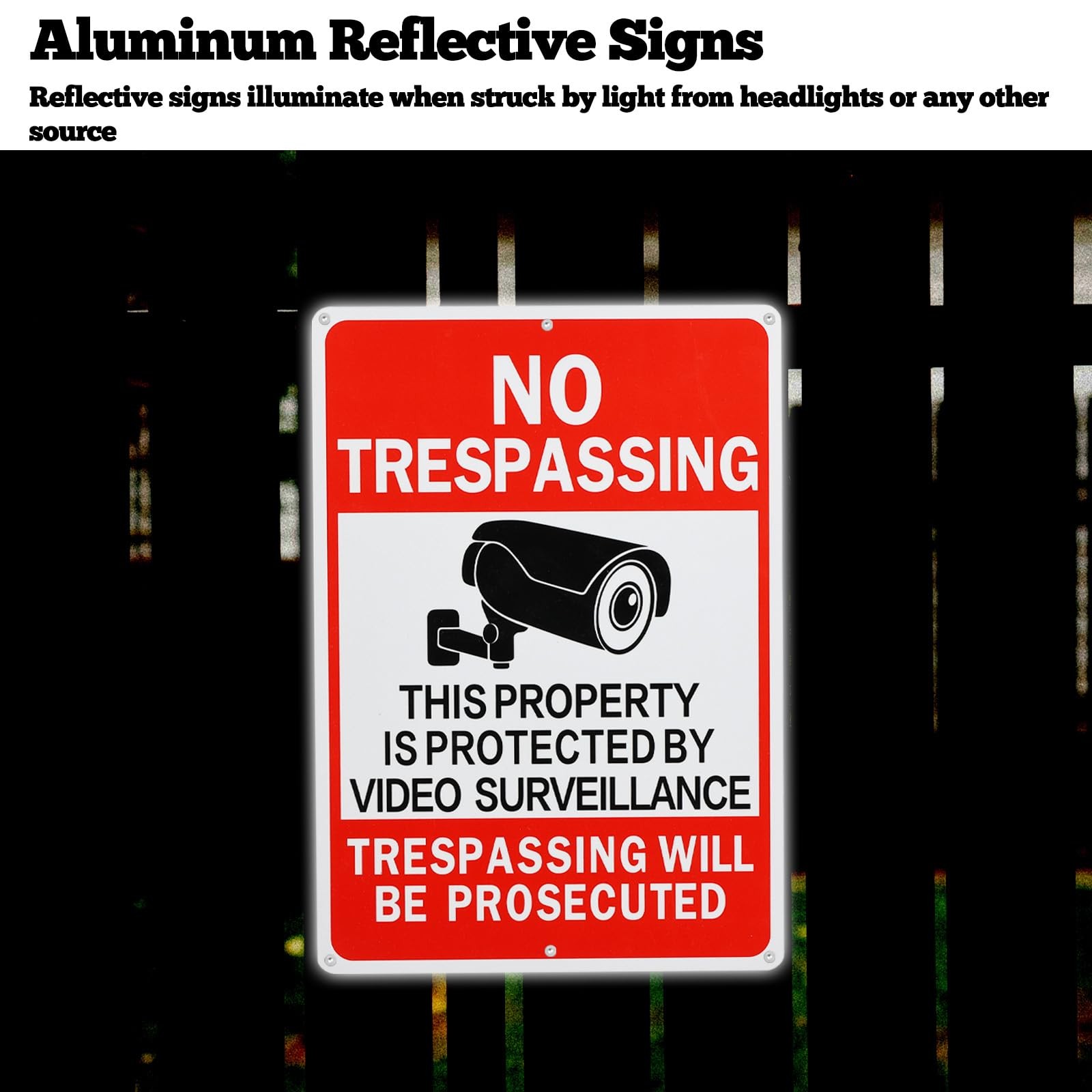 4 Pack No Trespassing Signs Private Property Video Surveillance Sign 14×10 In…