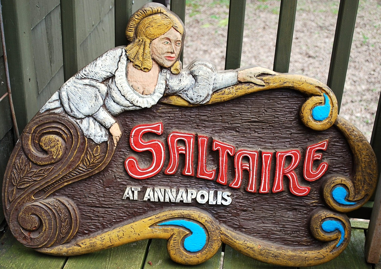 Vtg 35″ PUB TAVERN SIGN Hand Carved SHIP’S FIGUREHEAD WOMAN Wall Hanging SIGNED