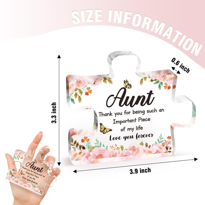 Gifts for Aunt – Engraved Acrylic Block Puzzle Piece Decorations 3.9 x 3.3 in…