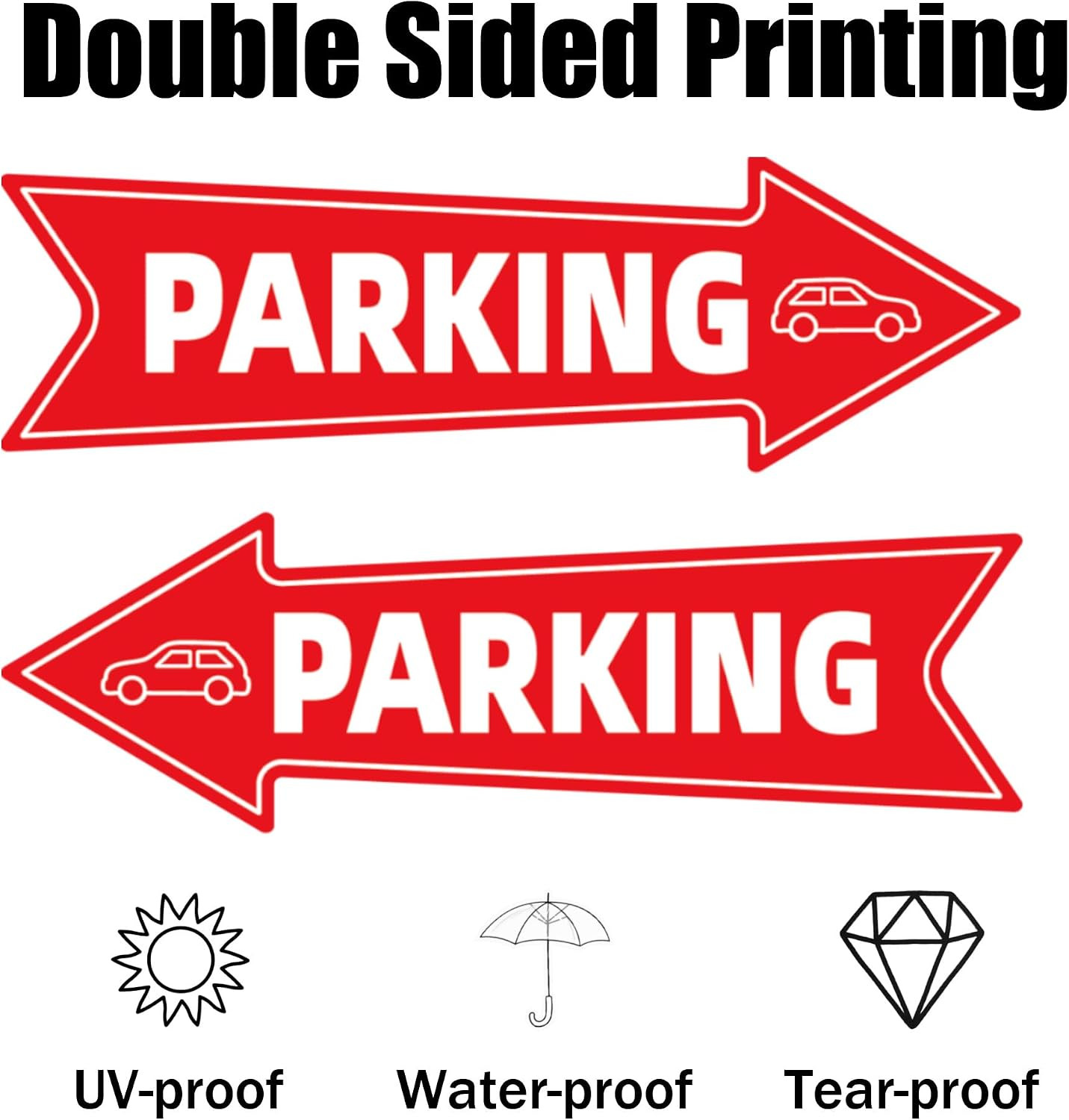 16 X 5 Inch Directional Parking Signs with Arrows – Durable Corrugated Plastic E