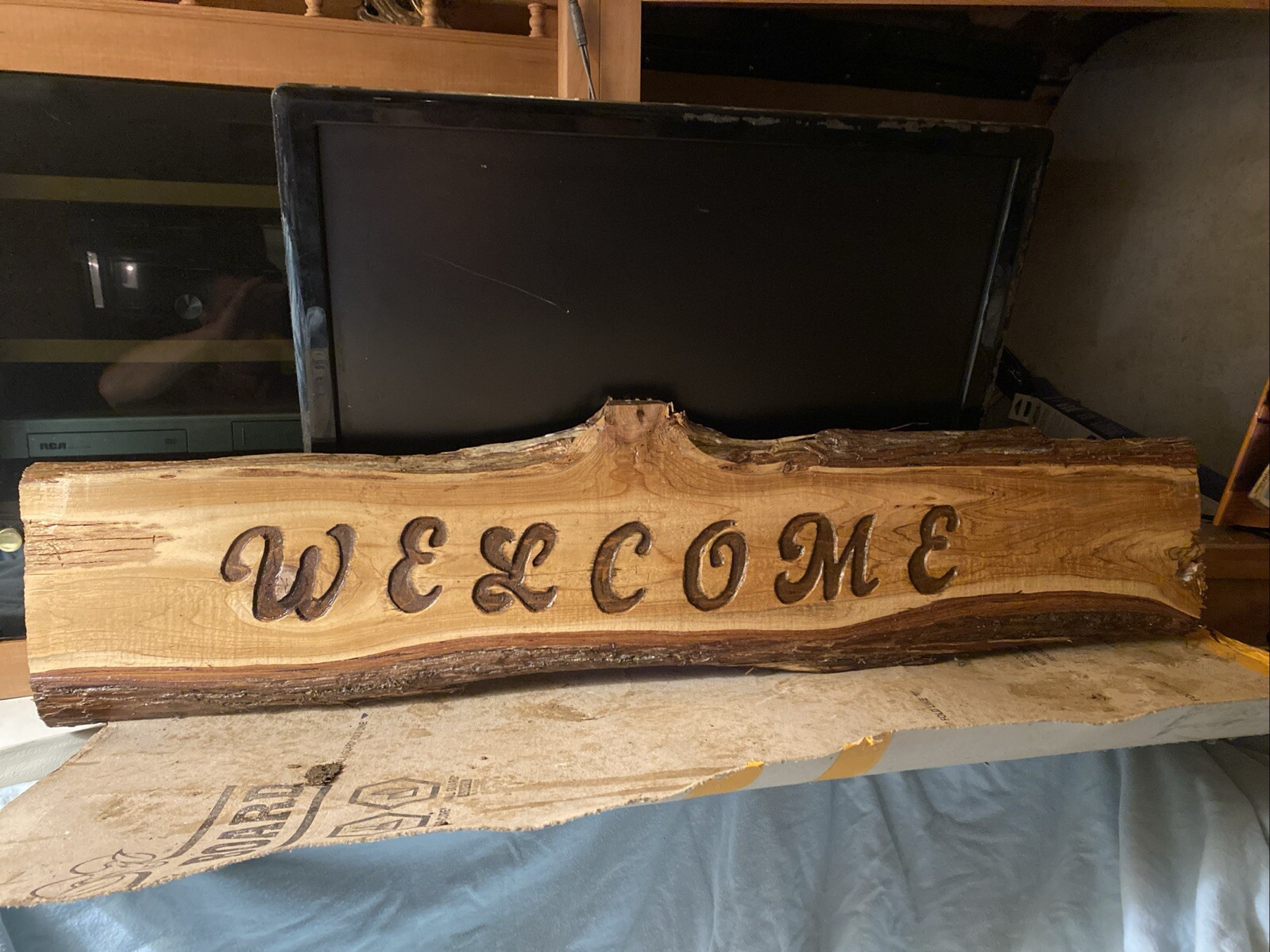 Hand Carved, Ruff Cut, Custom Cedar Sign