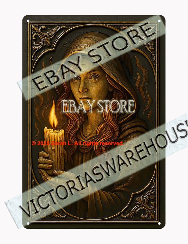 Mystic candle tin sign gothic spiritual wall decor
