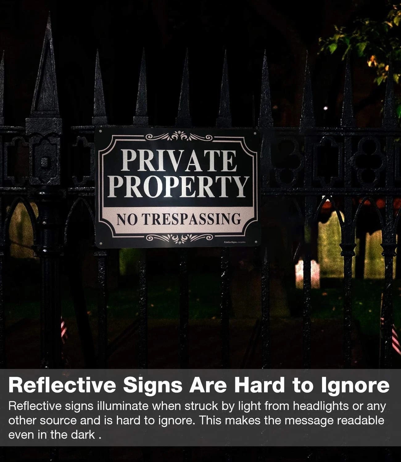 Sturdy and Elegant No Trespassing Sign – 14×10 Inch Weatherproof Metal, 4 Pack