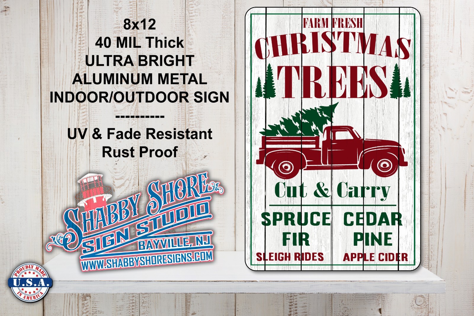 Christmas Trees Cut & Carry Sturdy Metal Indoor/Outdoor Sign 8×12