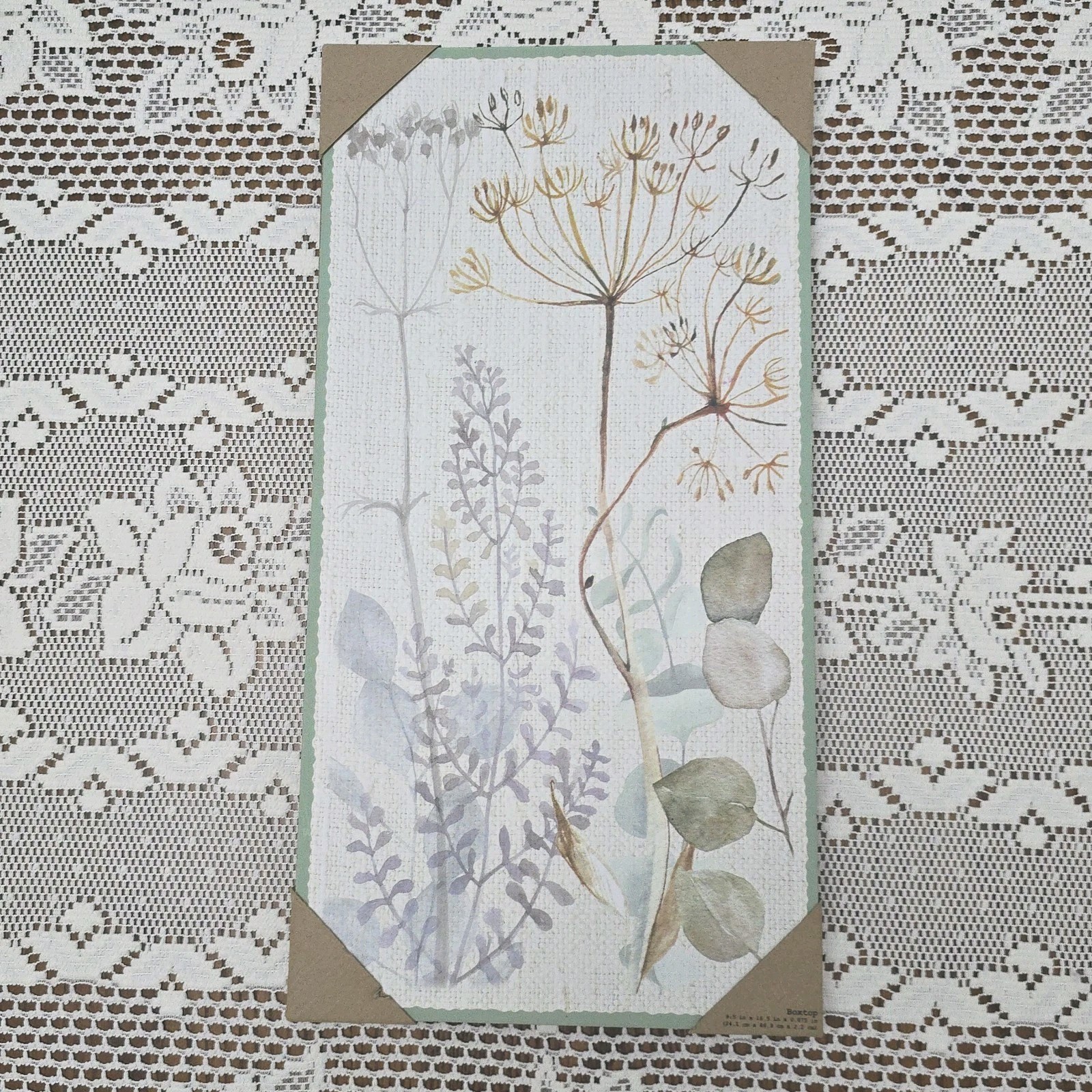 Neutral Pastel 9.5 x 18.5″ Boxtop Wall Sign Cottage Floral Art Hanging Decor