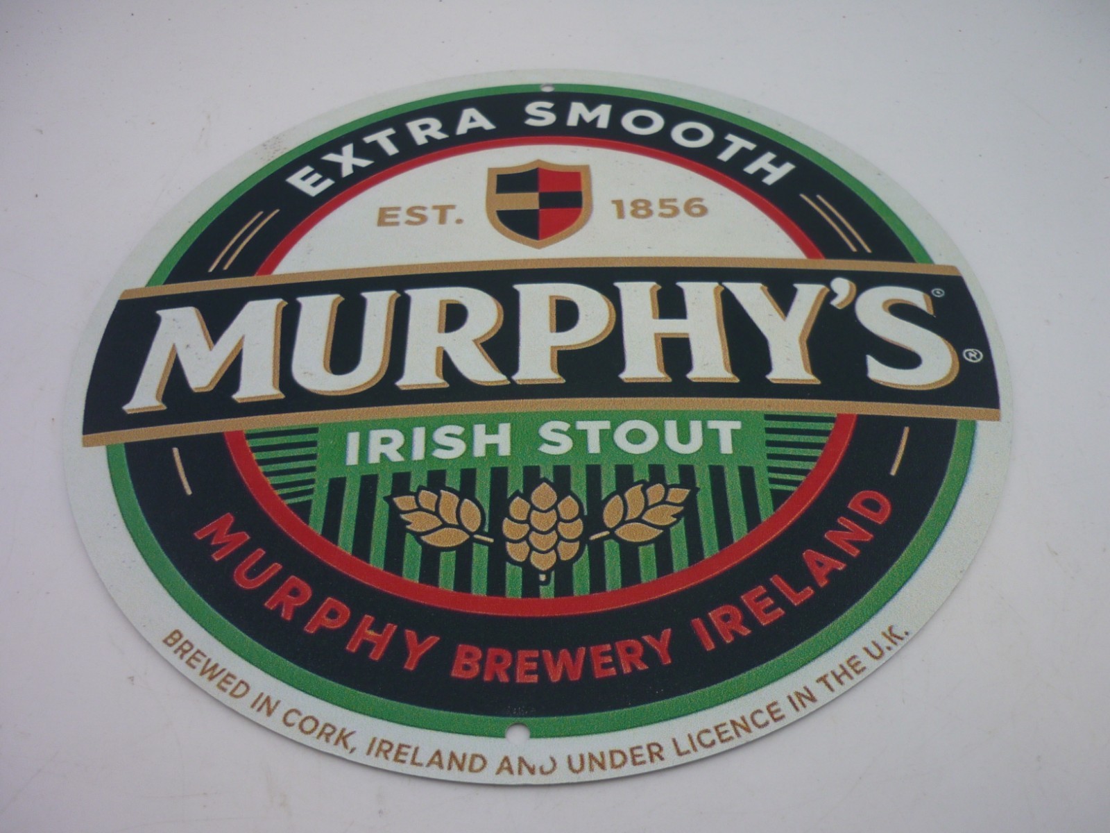 Murphy’s Irish Stout Extra Smooth Round Metal Tin Beer Sign Pub Bar Decor 8×8