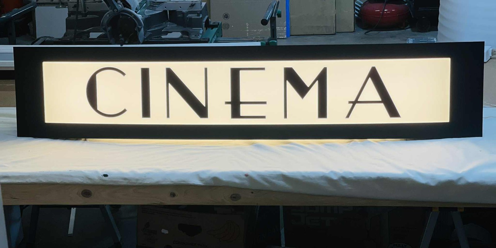 36 Inch Wide Custom Art Deco Lighted Home Theater Sign: Vintage Style Marquee