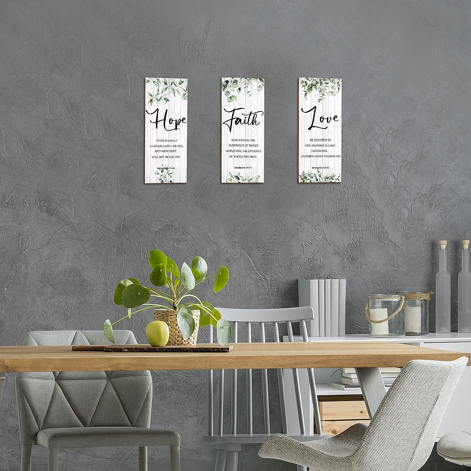 3 Pieces Wall Decor Christian 9.8 x 3.9 x 0.2 inches, as the picture shows