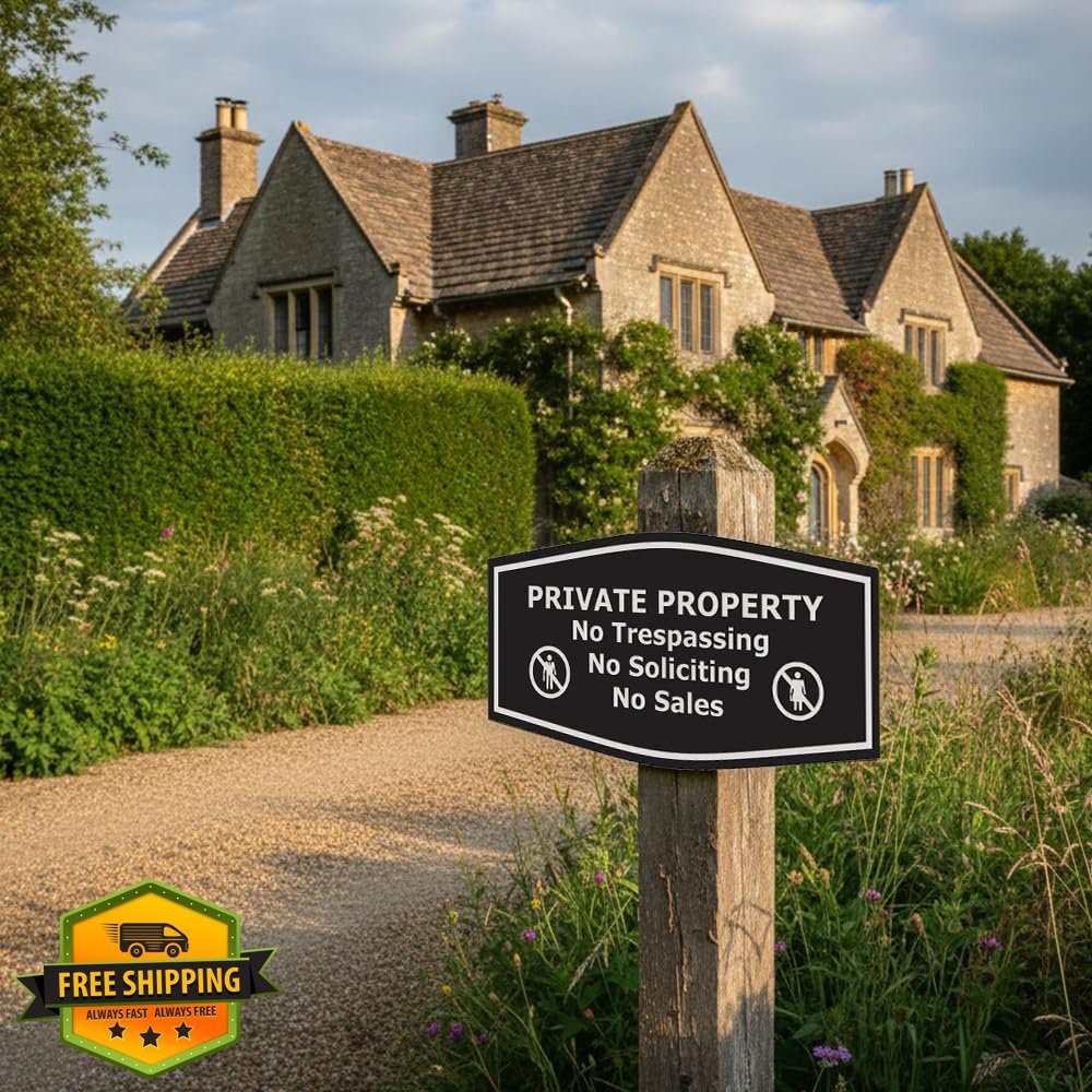Signs ByLITA Private Property Sign Black Medium 3.5×7″ 1 Pack