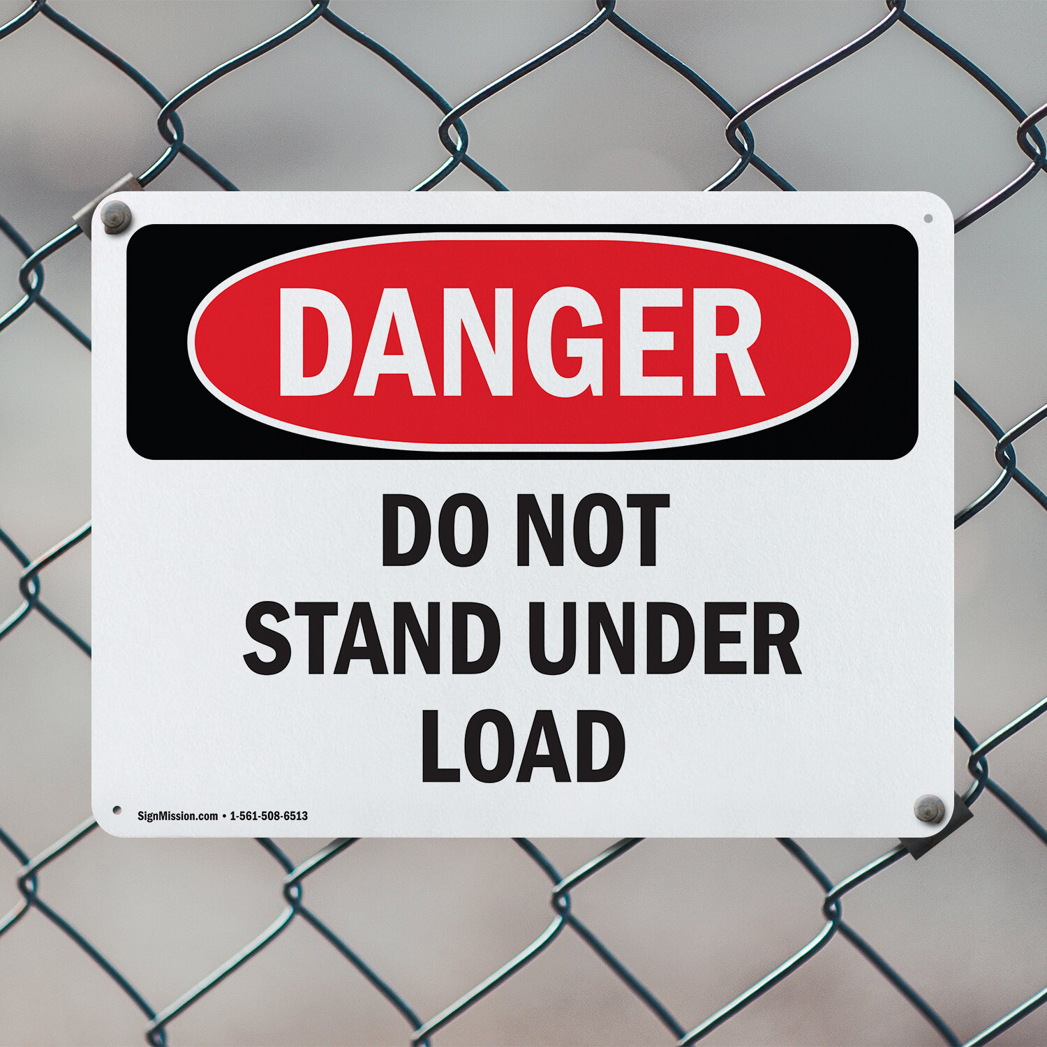 (2 Pack) Do Not Stand Under Load OSHA Danger Sign Decal Metal Plastic