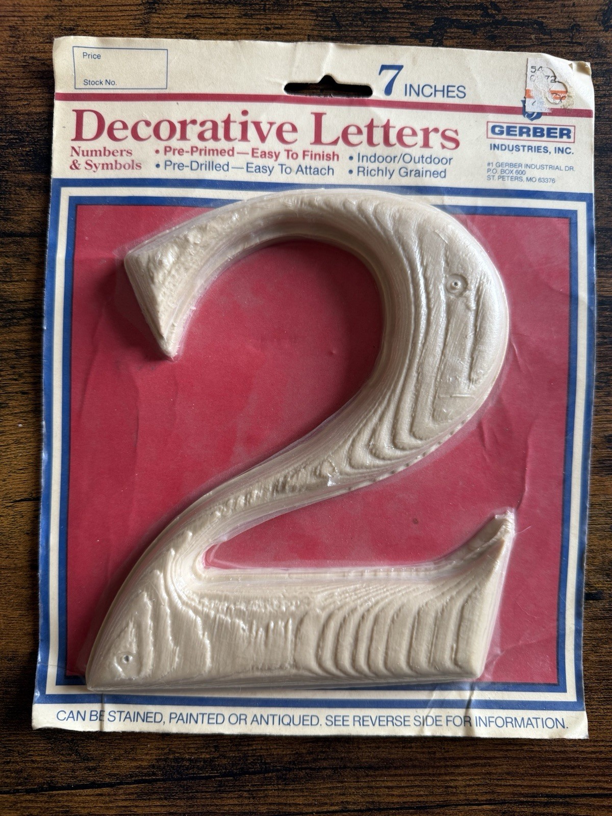 Vtg Gerber Industries Decorative Number 2 7 In. Indoor Outdoor Pre Drilled