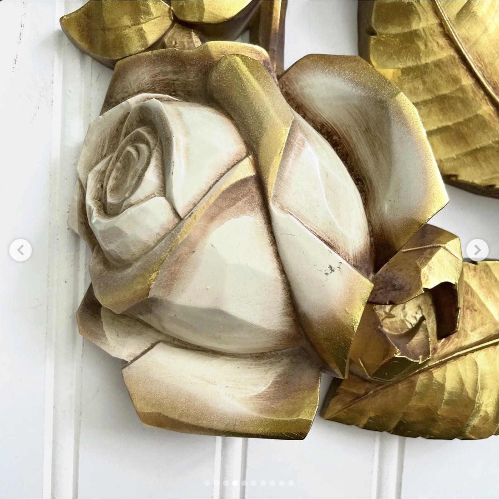 Vintage MCM Wall Hanging Roses Flower Plaque Resin Plastic Home Decor Syroco x2