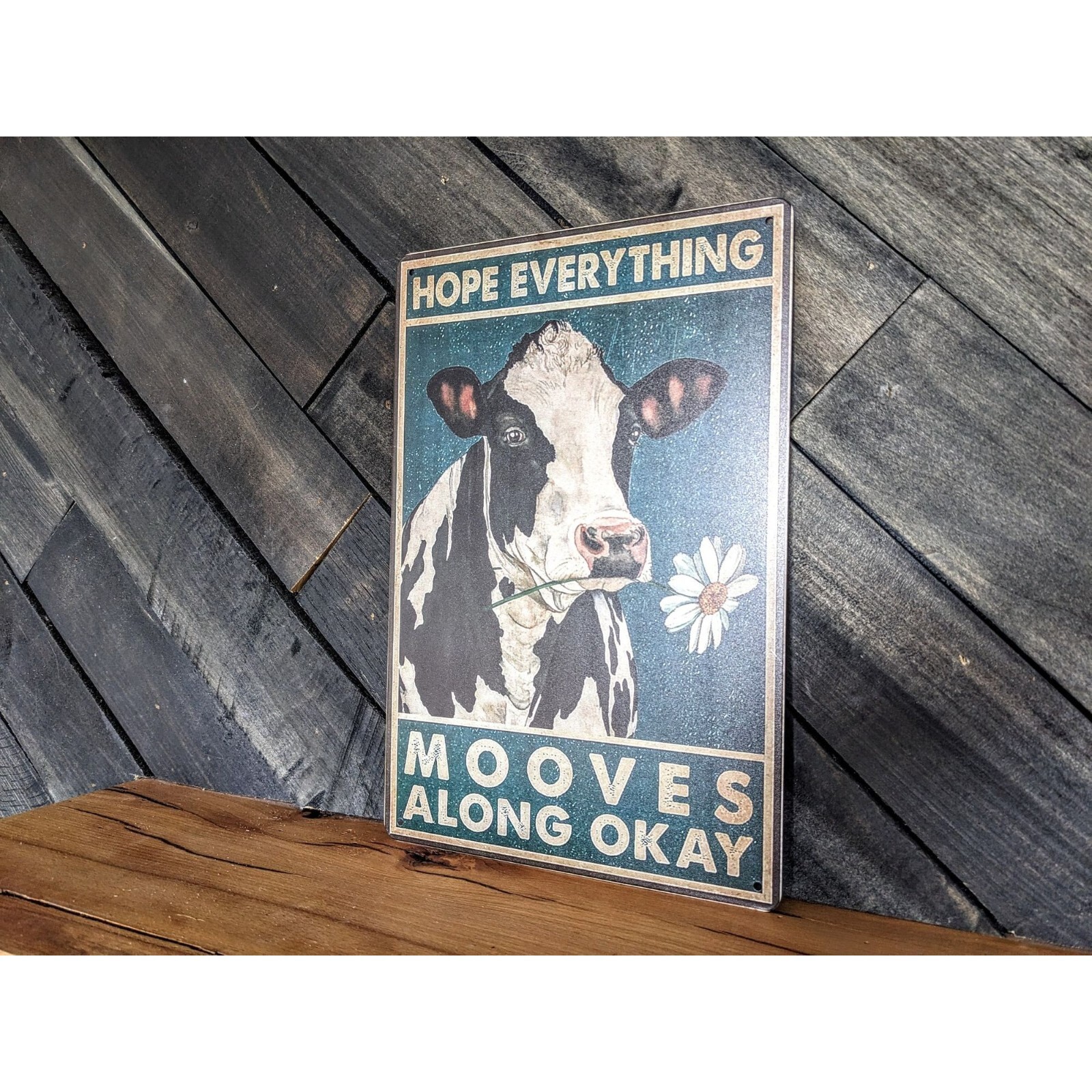 Hope Everything Mooves Along Okay Sign – Funny Cow Bathroom Sign – 12in x 8in