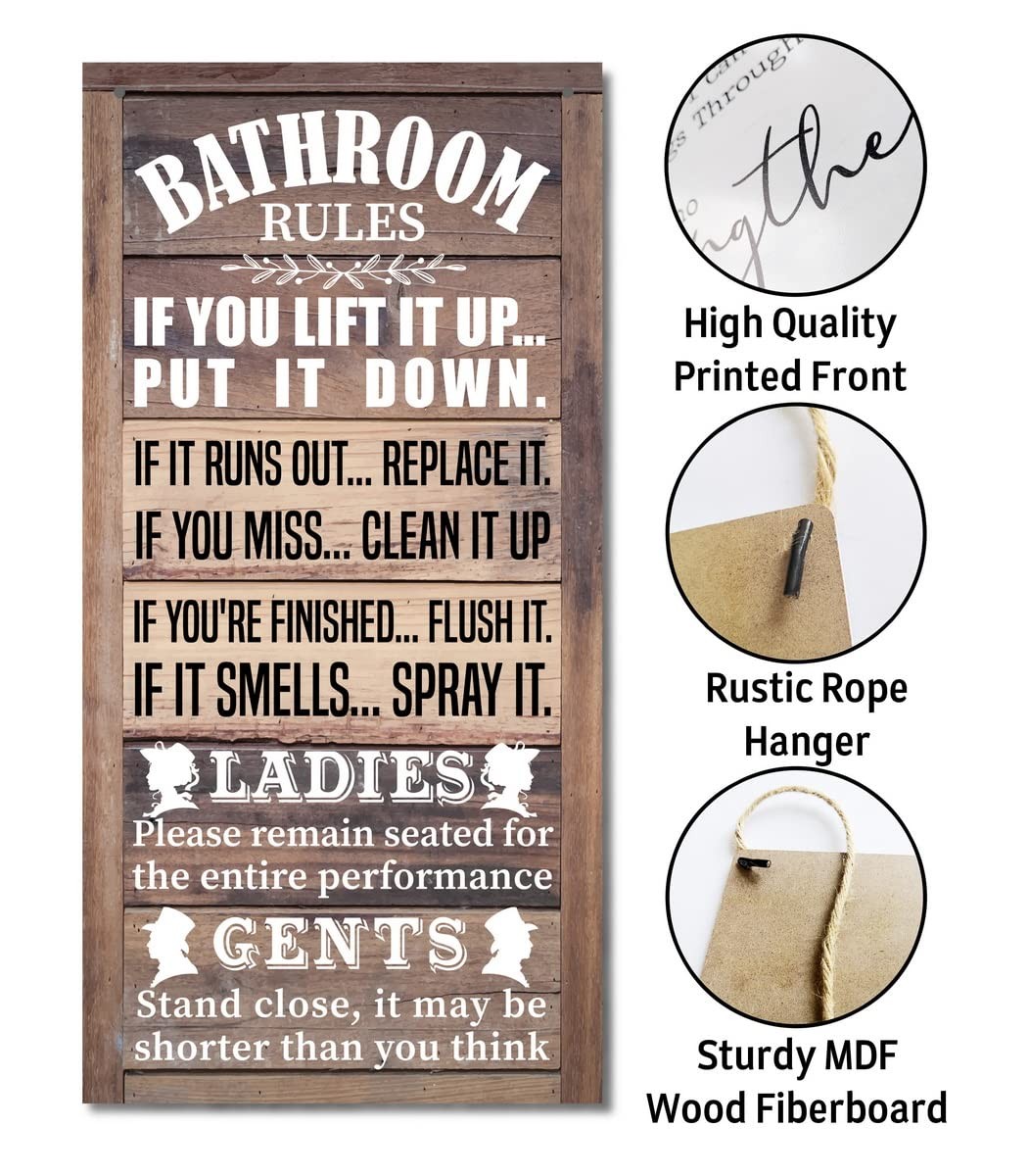 Western Bathroom Decor, Cow Themed Sign, Rustic Wall Art, Humorous, Brown