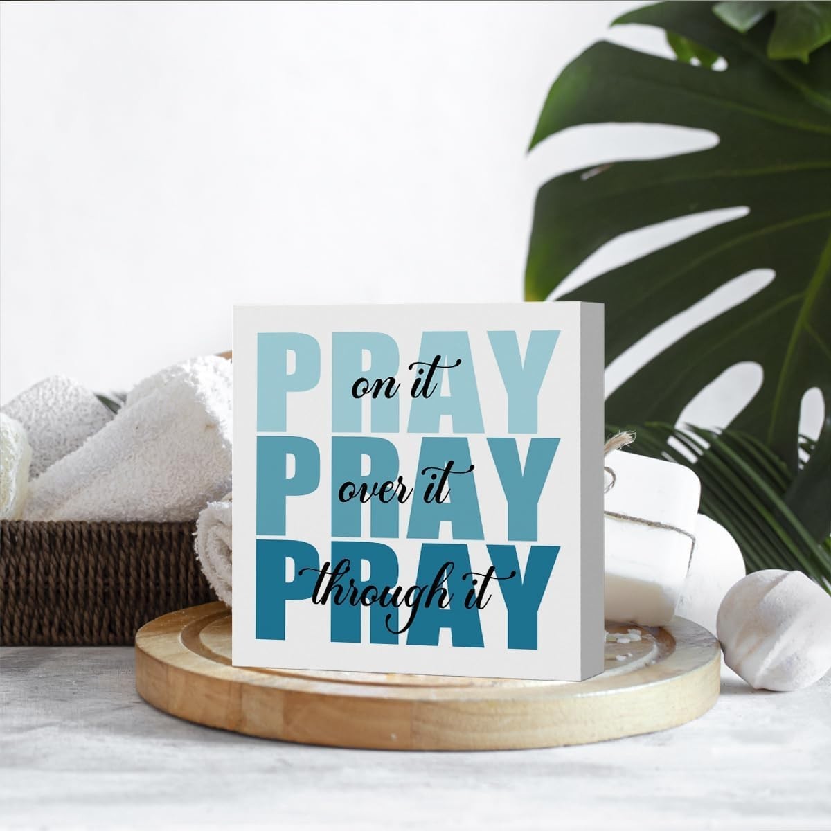 Inspirational 5×5 Wooden Scripture Sign – Perfect Christian Gift for Women