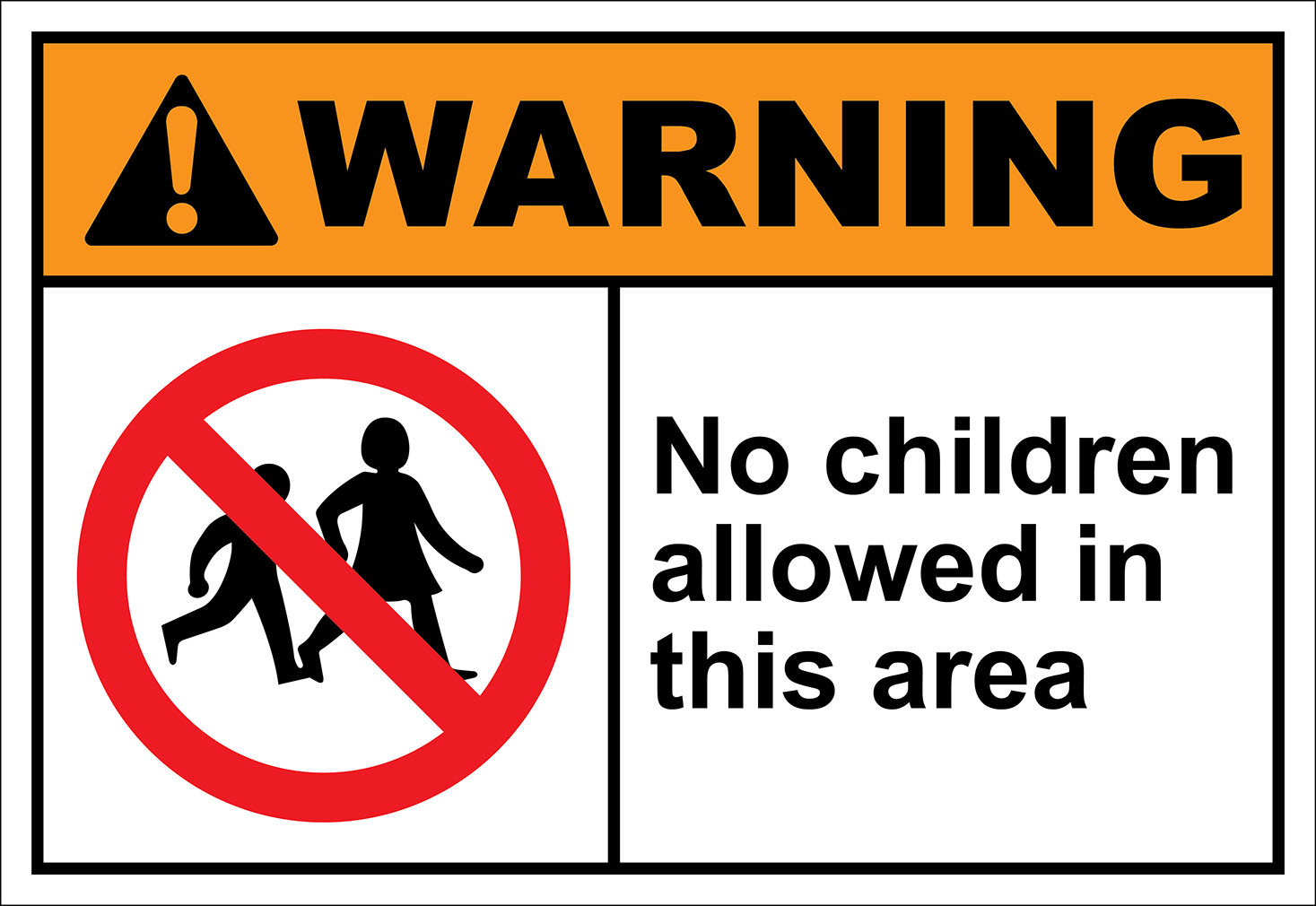 No Children Allowed In This Area Warning OSHA / ANSI Aluminum METAL Sign